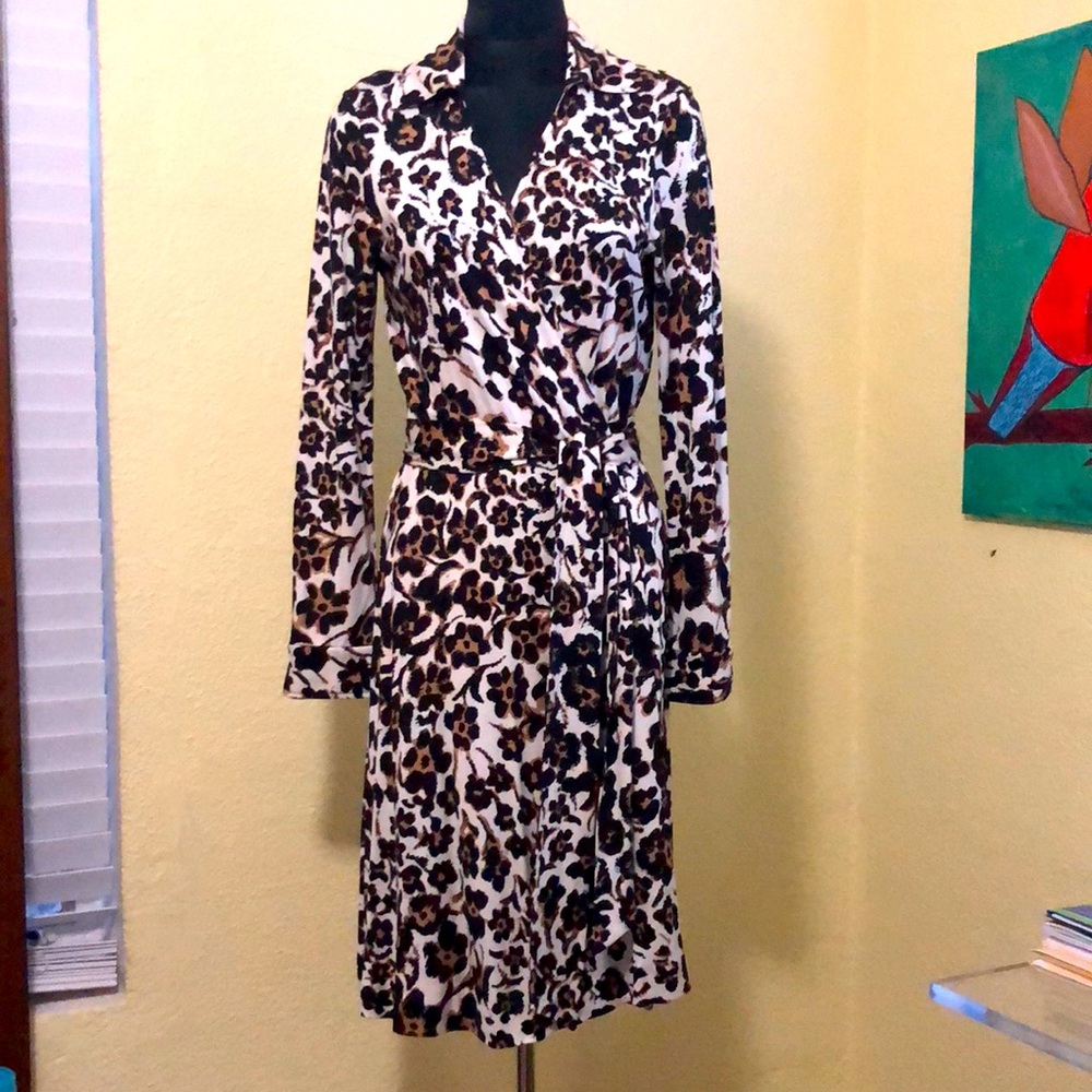 Diane Von Furstenberg  Leopard Wrap Dress - Sz 12